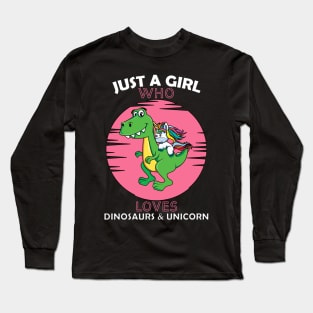 Just a Girl Who Loves dinosaurs and Unicorn Long Sleeve T-Shirt